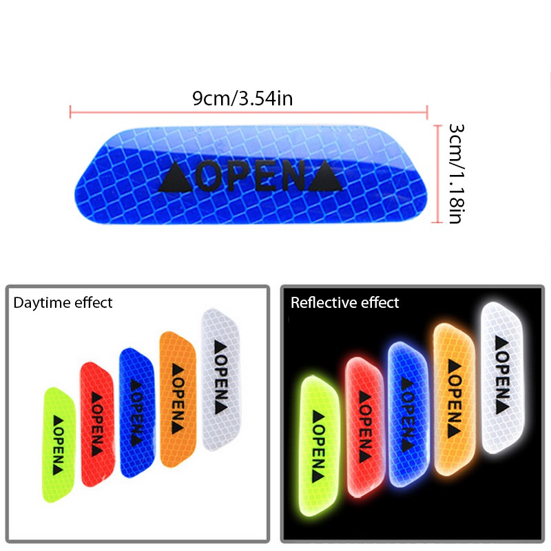 4 pcs mobil tanda peringatan reflektif stiker reflektif mengemudi keselamatan pintu stiker eksterior