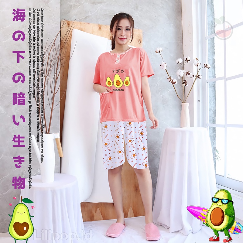 Baju Tidur Wanita Stelan Celana 3/4 DEWASA ALL SIZE STANDAR Baby doll bahan Kaos Celana Pendek Dewasa Allsize Murah Lilipop