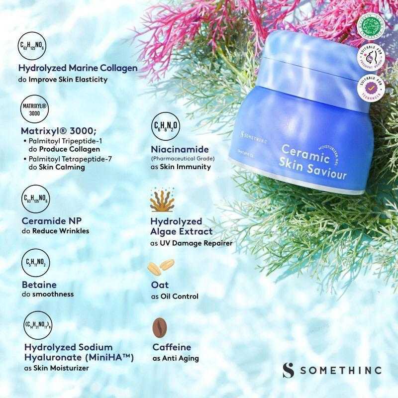 SOMETHINC Ceramic Skin Saviour Moisturizer Gel - Krim Pelembab Perawatan Pencerah Wajah