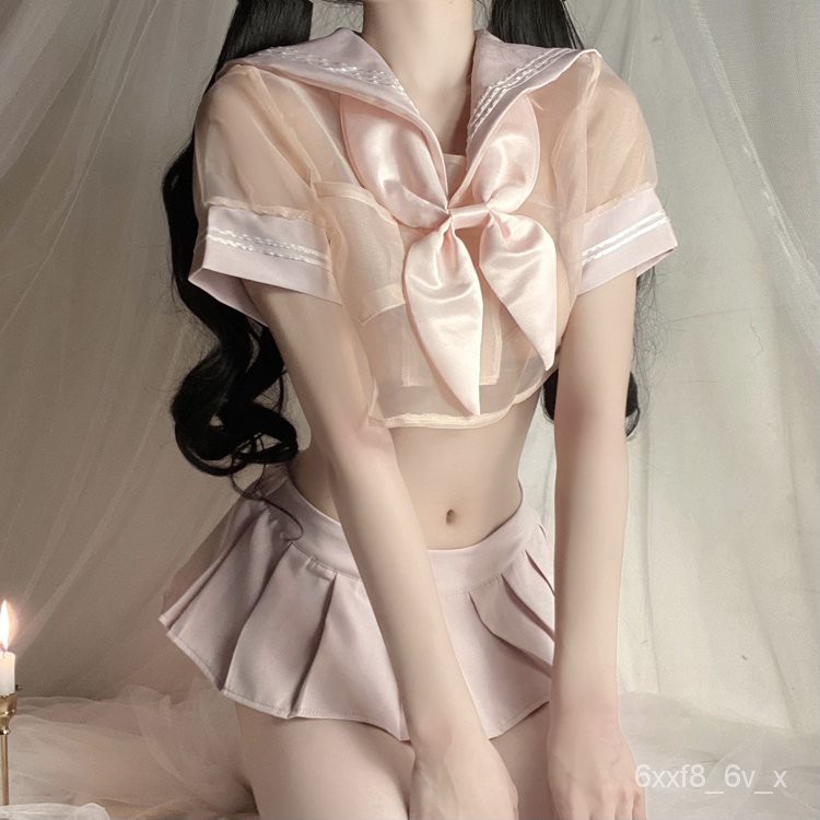 Pink Student Uniform Lolita Top Pleated Skirt Sexy Sailor Cosplay Costume Kawaii Shirt Miniskirt Pan