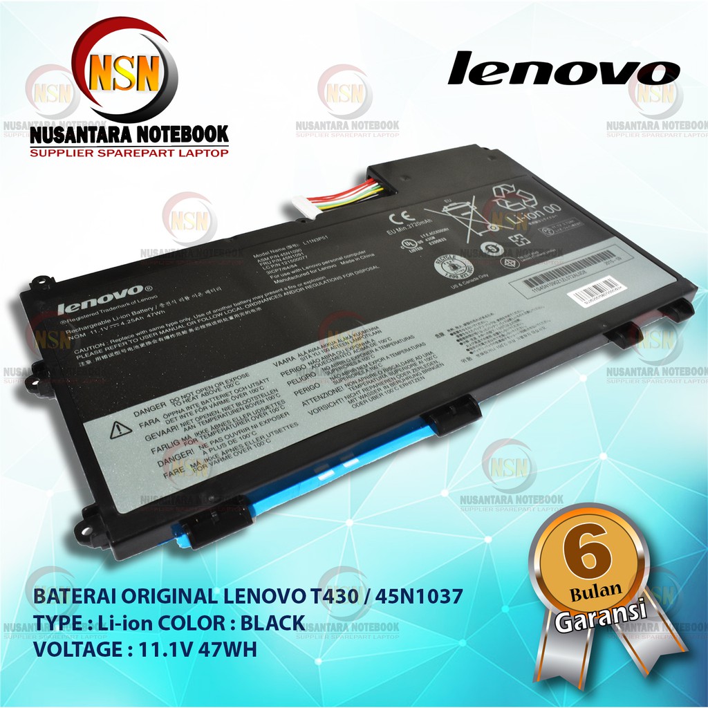 Baterai Original Lenovo T430 / 45N1001 11.1V 47WH