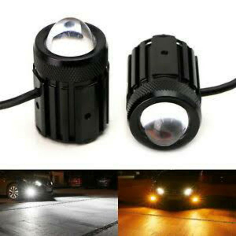 Lampu Tembak Laser LED D2 Mini 2 Warna High Low Putih Kuning Waterproof Motor Mobil Foglamp Laser Gun D2