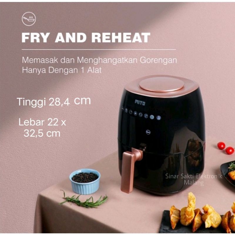 Digital Air Fryer Mito Mitochiba AF 2 AF2 3 Liter Low Watt - Air Fryer Mito Murah