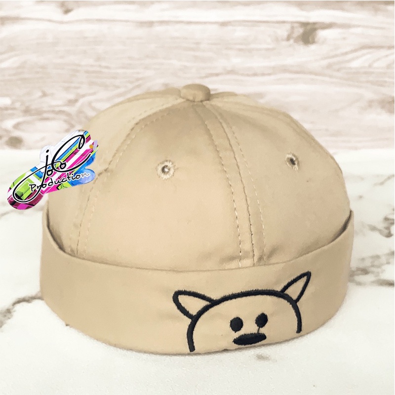 Jocoproduction - Topi Fashion Peci Anak Bayi Laki-laki & Perempuan Motif Bordir Bear Unisex-BEAR PECI - CREAM