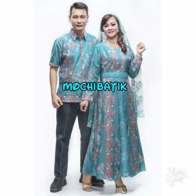 Sarimbit Couple Batik Keluarga/family Gamis Muslim Krisdayanti (kd) Dsr Warna Toska