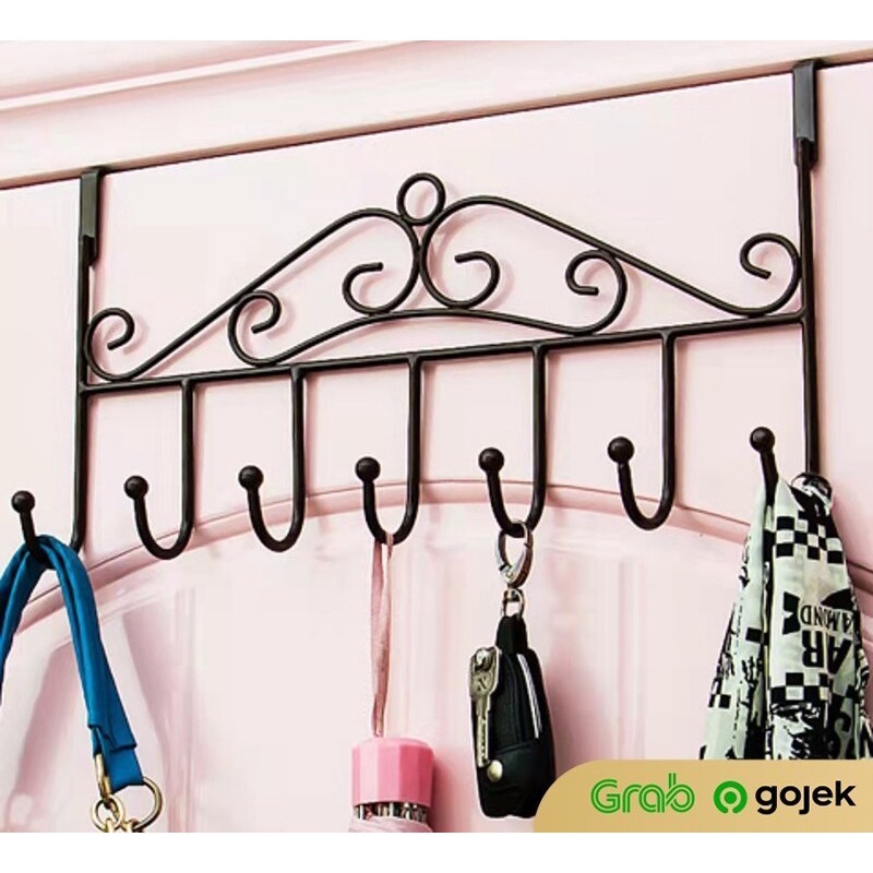 7 Hook Gantungan Baju belakang Pintu Steel Clothes Hanger