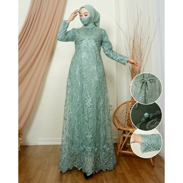 Realpict Gamis Rempel Humaira bahan tille bordir