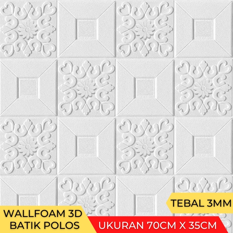 Wallpaper Stiker Dinding 3D Foam Batu Bata 70cm x 38cm-Batik Putih
