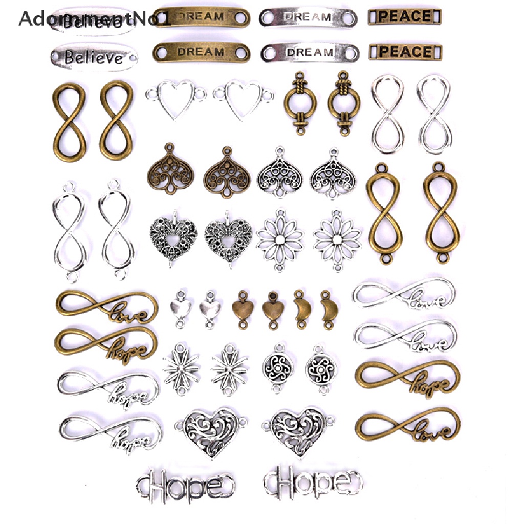 (AdornmentNo1) 50pcs / Lot Konektor Liontin Antik Bentuk Infinity Bahan Alloy Untuk Perhiasan DIY