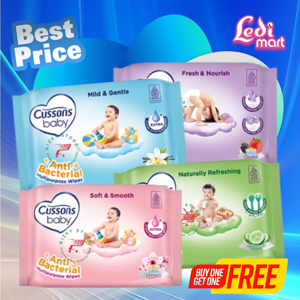 ORIGINAL Cussons Baby Wipes 50's (BUY 1 GET 1 FREE) / Cussons Wipes / Tissue Bayi / LEDI MART