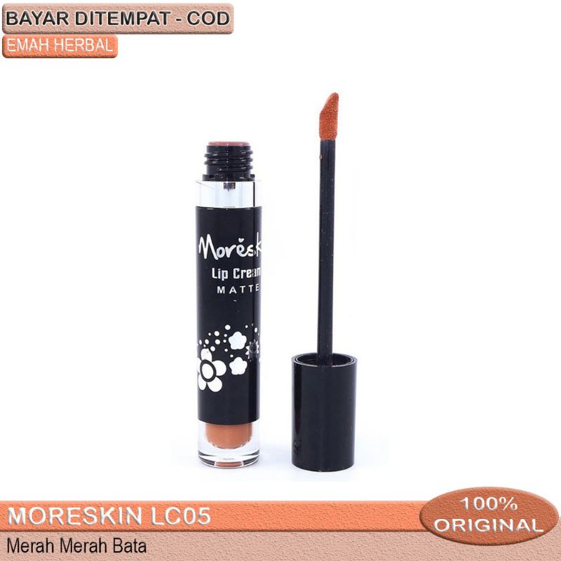 MORESKIN LIP CREAM MATTE MERAH BATA (05),LIPSTIK WARNA MERAH BATA ORIGINAL PT NATURAL NASA