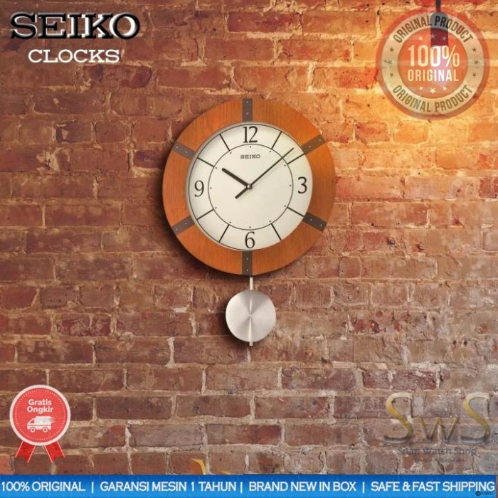 Jam Dinding SEIKO QXC241A Case Kayu Maple Pendulum Original [55 cm]