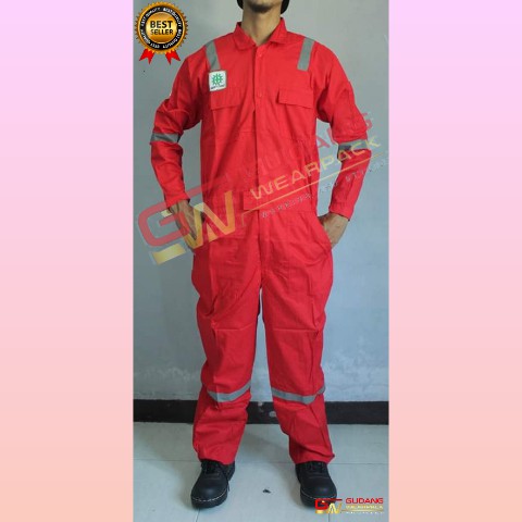 Gudang Wearpack - Pakaian Kerja Seragam Proyek Coverall - Terusan - One Piece Warna Merah