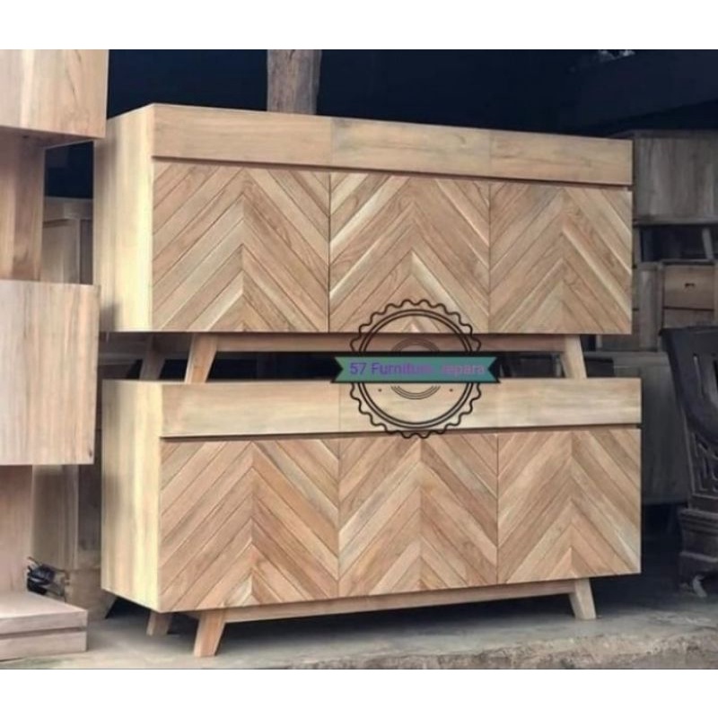 Bufet Hias Ruangan Tamu/Keluarga - Meja Tv Jati - Lemari Pendek Hias - Mentahan