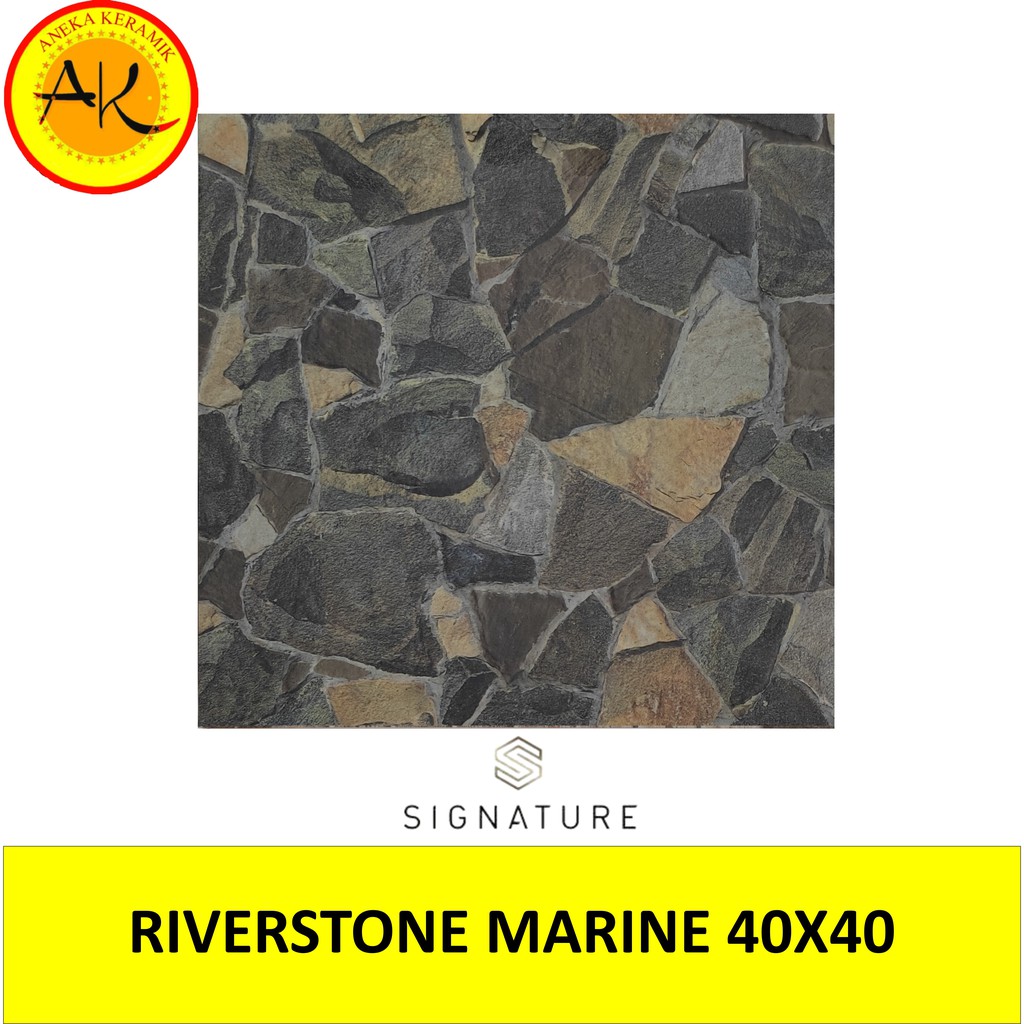 Keramik Lantai Kasar Motif Batu Alam 40x40 Riverstone Marine