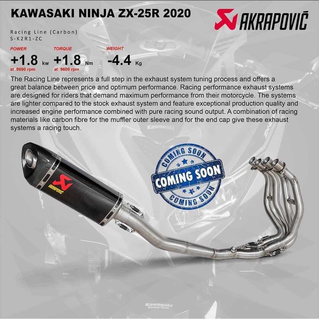 Knalpot Akrapovic Kawasaki Ninja Zx25r 2020 Fullsystem 4 Cylinder Zx25r Indonesia
