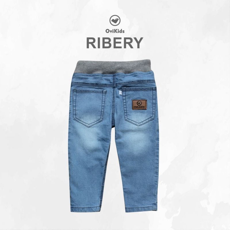OVIKIDS-COMFY JEANS- RIBERY , jeans panjang anak rib abu unisex (2-9) tahun