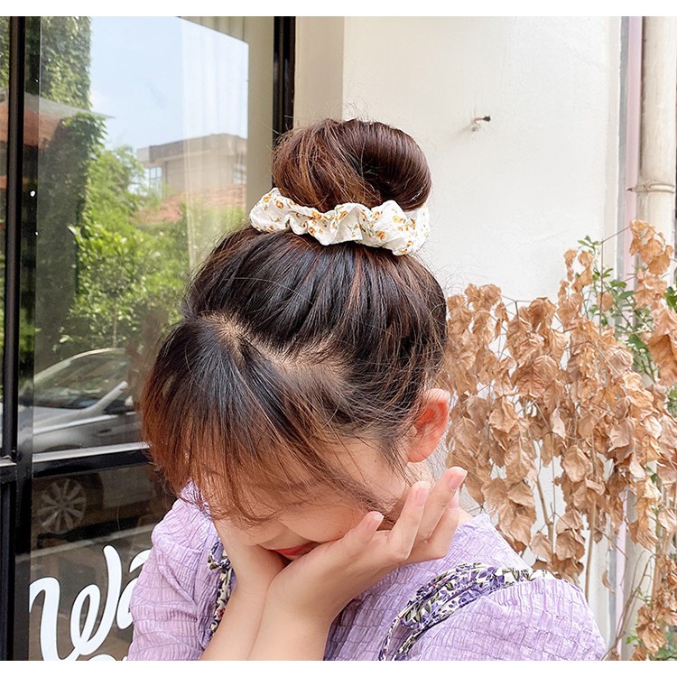 Swopply ACC167 Scrunchie Besar Motif Bunga Ikat Rambut Hijab Hairband Aesthetic Isi 8 Pcs Aksesoris Rambut