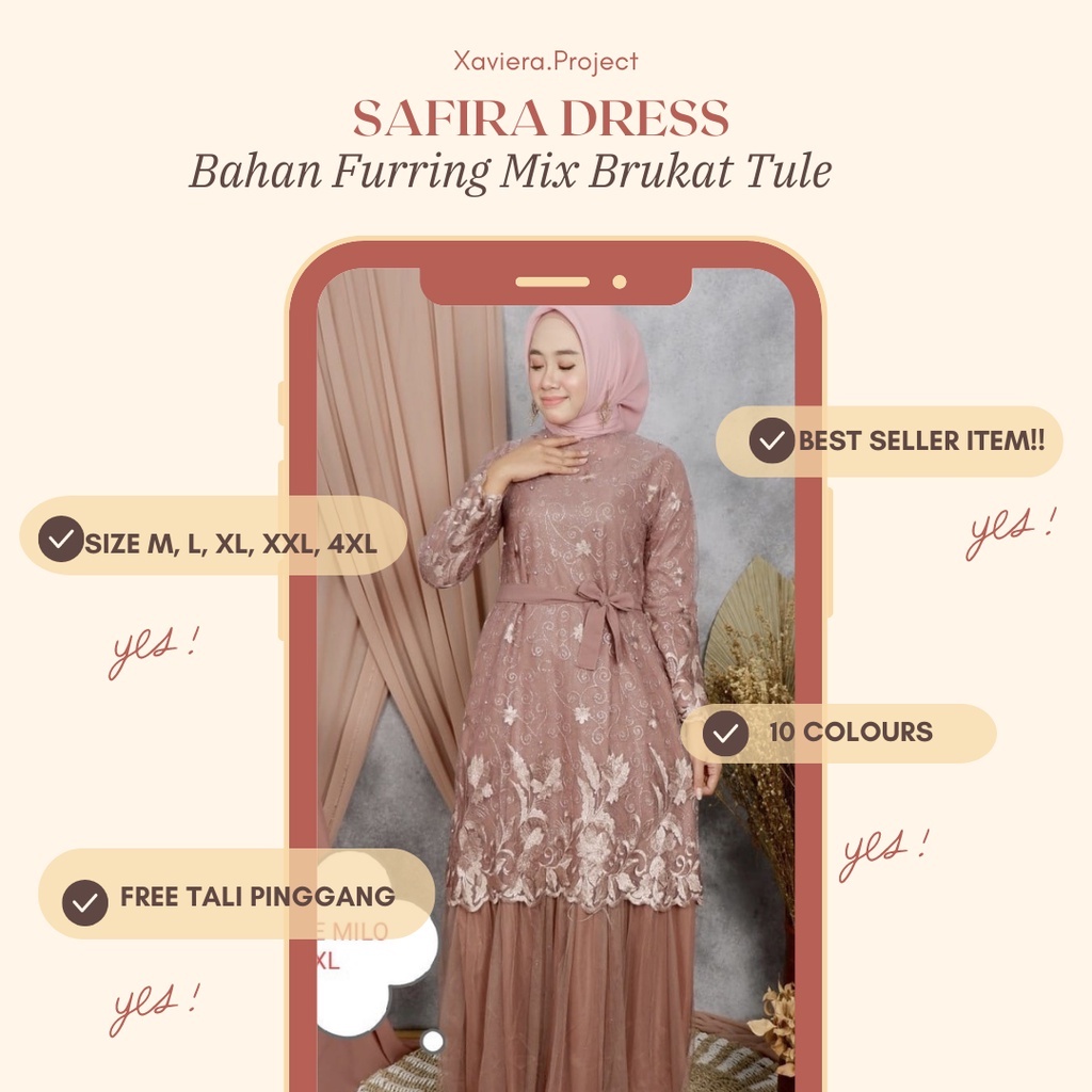 [ BEST SELLER ] Gamis Safira mix Brukat JUMBO XXXXXXL / BAJU DEWASA MURAH TERBARU 2022 / Gamis Kondangan / Gamis Bridesmaid