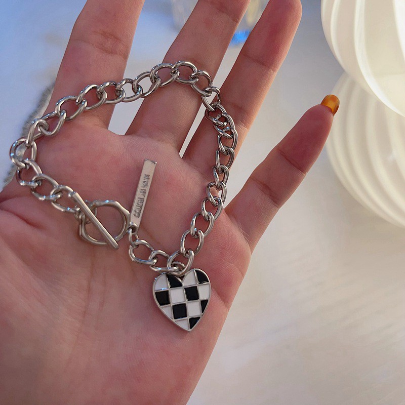 New Korean Style Simple Black and White Plaid Jewelry Accessories for Women Girls