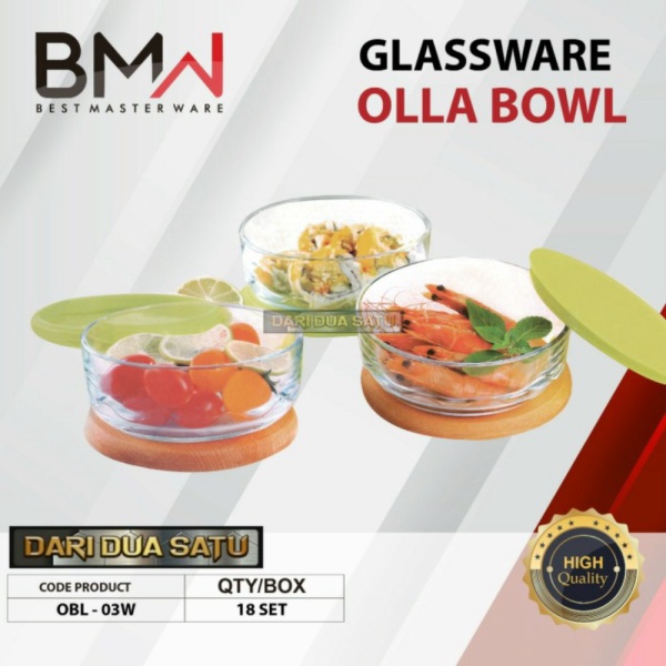 

Promo 1 Set Mangkok Salad Tutup Tempered Glass Food Container Glassware Bowl - OLLA BOWL Murah