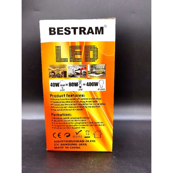 Lampu Led 40w Bestram Supermax,warna cahaya putih 6500K,garansi 1tahun