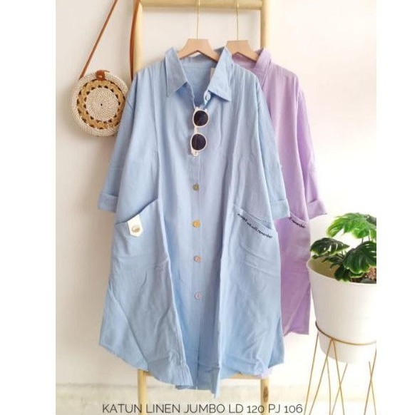 Tunik katun linen jumbo ld 120 cm