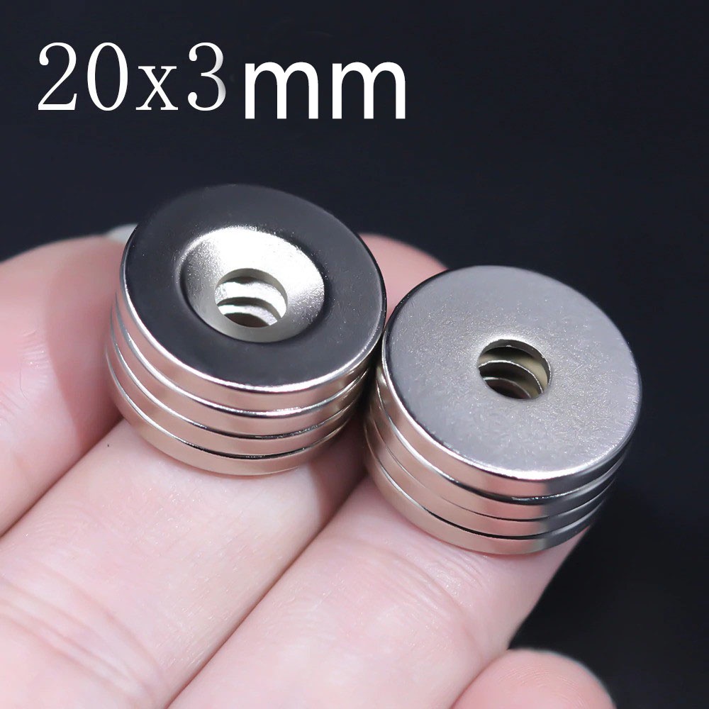 Magnet Super Neodymium N52 Coin lubang Disc Round Countersunk Bulat NdFeB 20x3mm Harga/1pc