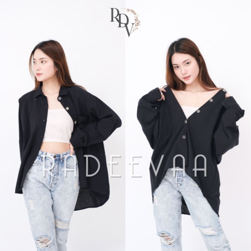 ABBEY SHIRT KEMEJA LINEN OVERSIZE WANITA BASIC DAILY