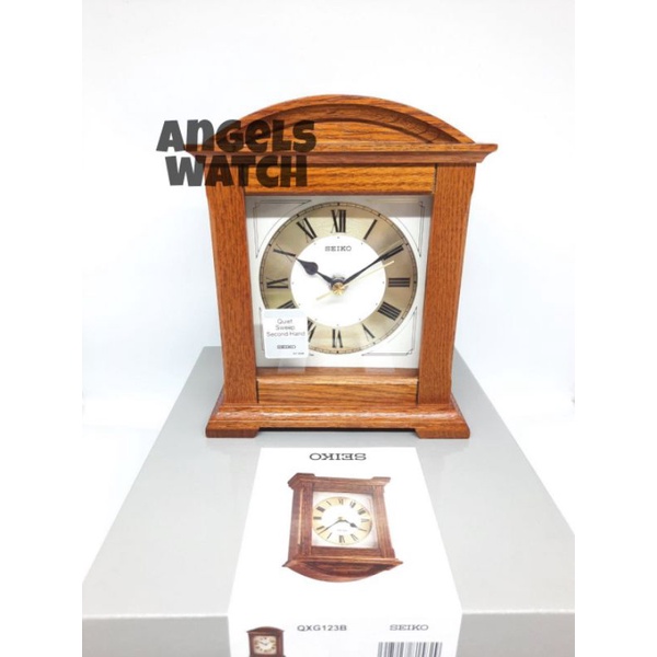 angelswatch jam meja kayu seiko wooden clock antik/ jam meja seiko QXG123 original