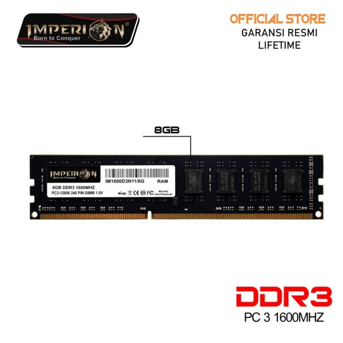 Ram Imperion 8GB DDR3 PC12800 1600mhz / Ram DDR3 8GB / Ram 8gb DDR3
