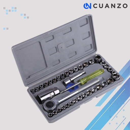 Kunci Pas 40 Pcs Multipurpose Socket Wrench Set 1/4 Ratchet / Kunci Pas Ring Set Terkiro Multi Fungsi Adjustable Bengkel Mobil Ban Motor Full Set / Kunci Sok Shok Sock Socket Socet Pas Set Terkiro Lengkap 1 Set Universal Wrench Obeng Dua Head Murah Ori