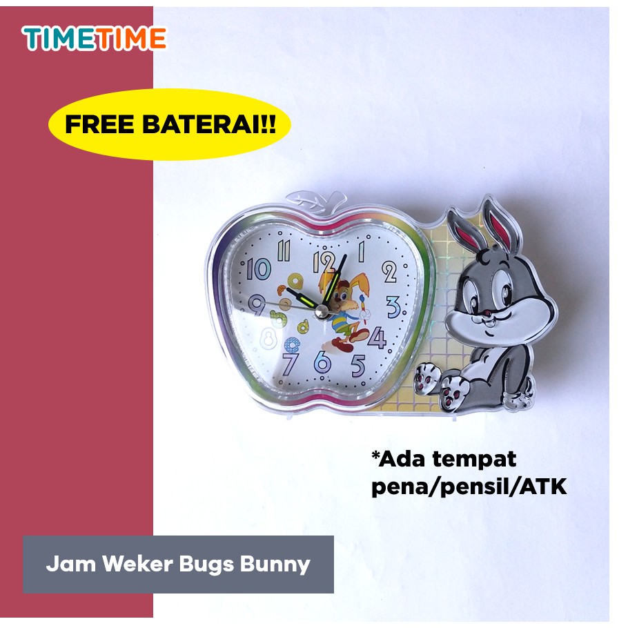 Jam Meja Beker Hello Kitty Micky Mouse Bug Bunny Free Baterai Tempat Pensil