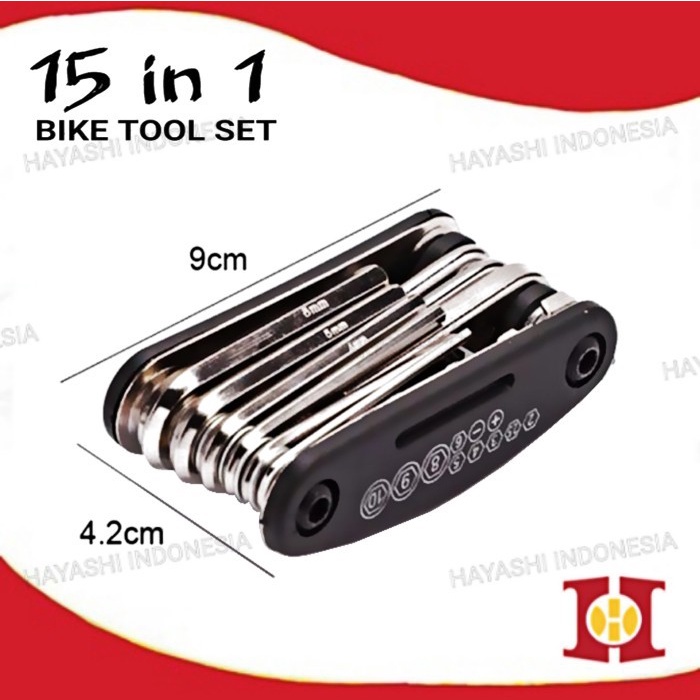 Bike Tool Kit Alat Perlengkapan Sepeda Kunci Hex Tambal Pompa Ban Set