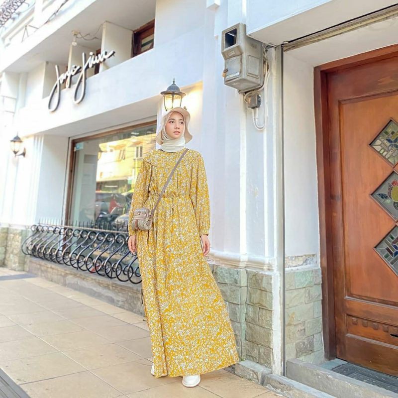 Naura Dress Mustard size S P140 by ainayya.id