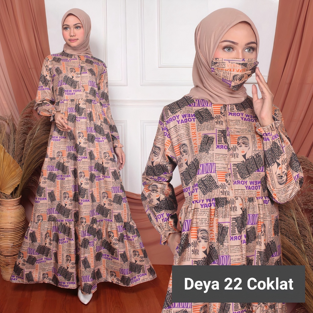 Gudang_Mukenaku Gamis Deya 22 Maxi Syari Fashion Wanita Dewasa Bahan Katun Apple Kancing Depan (Busui) Terbaru Premium COD bisa bayar di tujuan