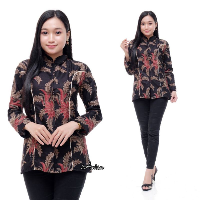 tey-17 Batik wanita ASJ SA HRB026 Kenongo Kemeja Tosca Pendek-Blus anisa 5