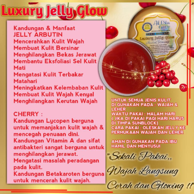 LUXURY ARBUTIN JELLY ALESKIN GLOW Skincare Glowing-Paket Perawatan Wajah Korea-Cream Glowing