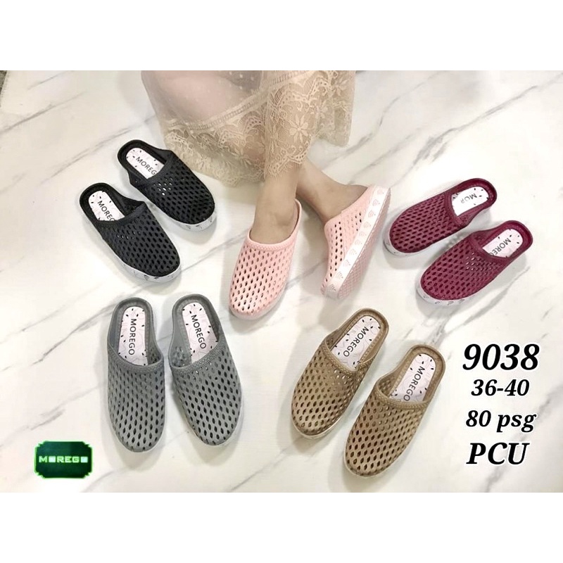 Sandal Sepatu Slop Jaring Polos BEST SELLER Import Mokaya 9038 atau Morego 9038