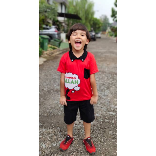Kaos kerah wangki anak muslim laki-laki kids one glori atasan lucu