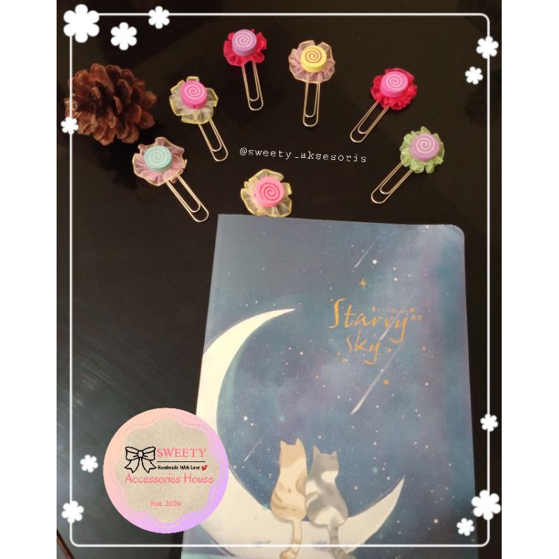 

Paperclip / Bookmark renda lollipop handmade lucu