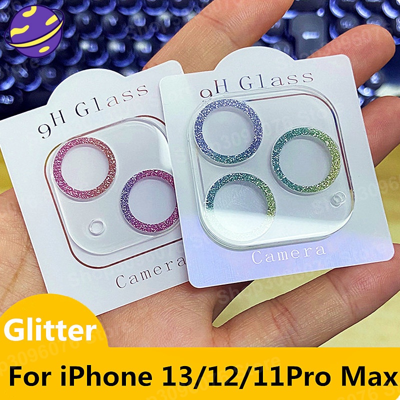 Cover Pelindung Lensa Kamera Belakang Aksen Glitter Warna-Warni Untuk IPhone 11 12 13 14 Pro Max