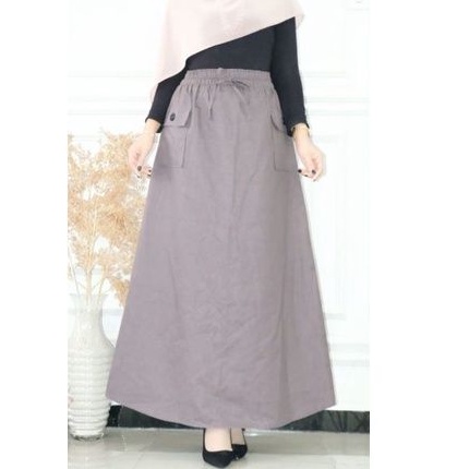 Rok Bahan Katun Cigaret Tebal Model A-line Polos Cargo