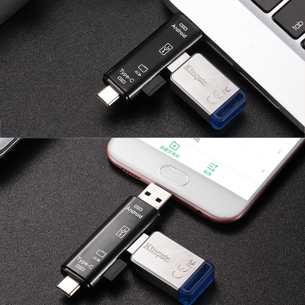 Actual【COD】Card Reader OTG 5 in 1 USB 3.0 Type C Fit For Micro SD/TF/Memory Card /Adaptor/Card Reader/Multifunction/Handphone/Computer/Notbook
