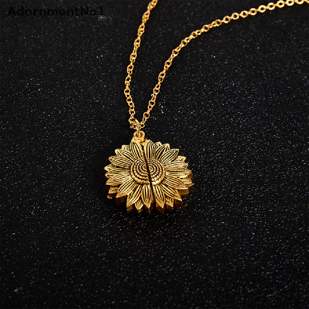 (AdornmentNo1) Kalung Rantai Dengan Liontin Bunga Matahari + Tulisan You are my sunshine Untuk Wanita