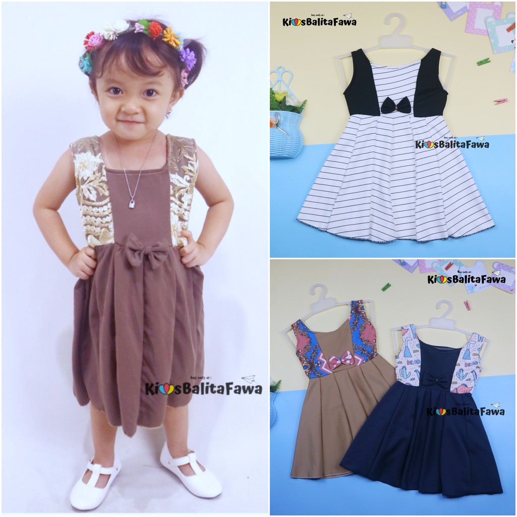 Dress Clairine uk 4-5 Tahun / Baju Anak Perempuan Model Dres Cewek Adem Batik Pakaian Motif Gaun