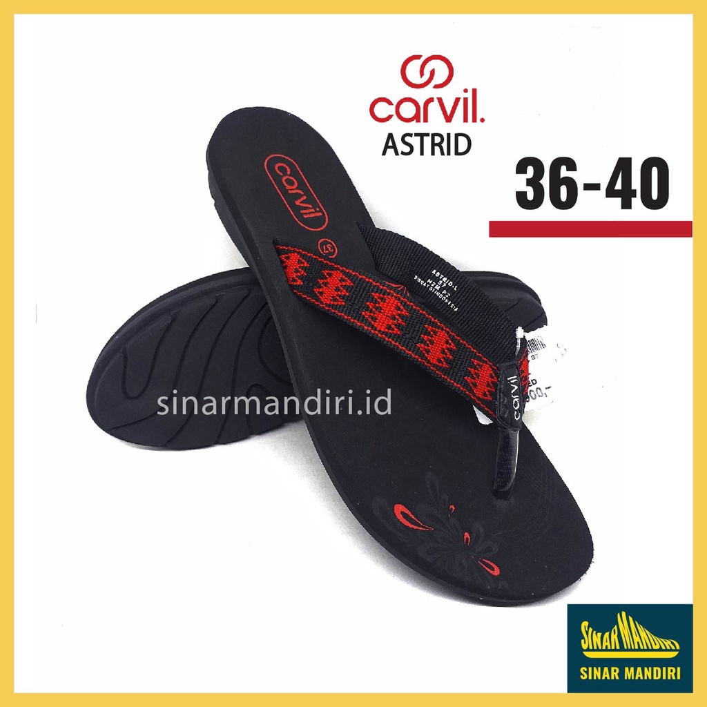 Sandal Jepit Carvil Astrid 36-40 Wanita Cewek Remaja Dewasa Merah Original Empuk Realpict Awet