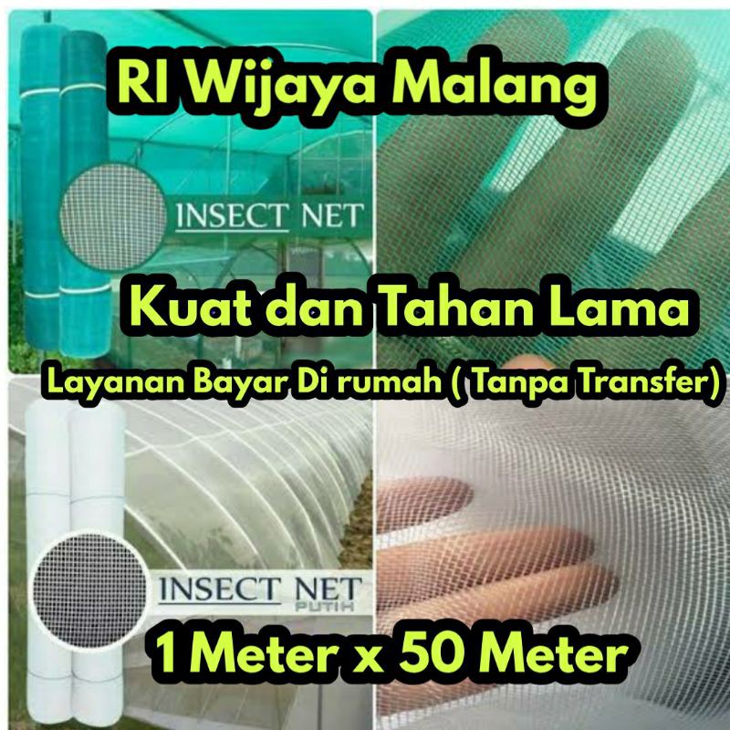 Kasa/Jaring Insecnet hijau putih / dinding green house/ (jaring serangga)