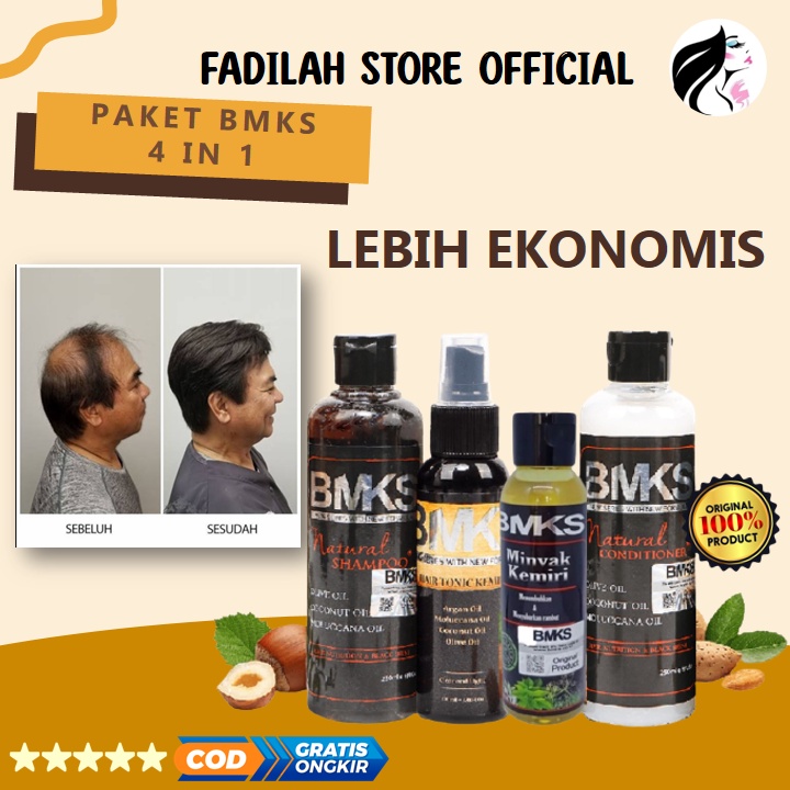 Bmks Paket 4in1 Vitamin Obat Perawatan Memanjangkan Pelebat Penyubur Rambut Botak Rontok Pria Wanita