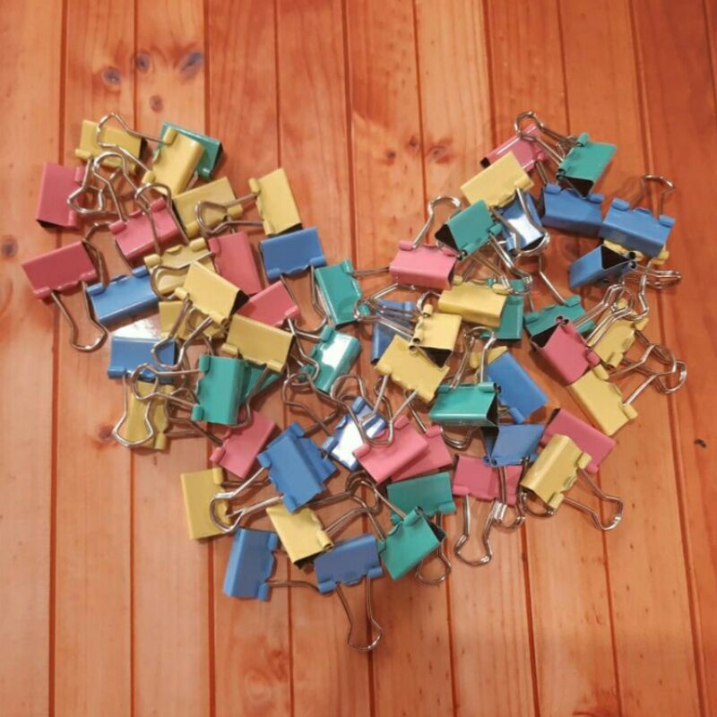 

12 PCS KLIP PENJEPIT KERTAS BINDER CLIP WARNA PASTEL SILVER